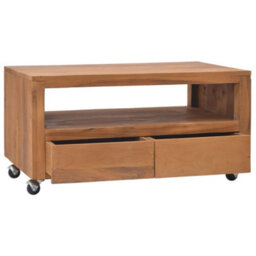 Vidaxl Tv Cabinet With Wheels 80X50X42 Cm Solid Teak Wood - thumbnail 2