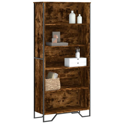 Walplus Book Cabinet Smoked Oak Finish Engineered Wood 80X31X169 Cm - image 1
