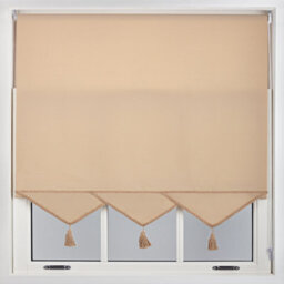 Furnished Luxury Linen Roller Blinds With Triangle Edge, Trimmable - Cappuccino (W)70Cm X (L)165Cm - thumbnail 1