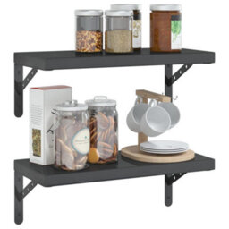 Berkfield Wall Shelves 2 Pcs 50X23.5 Cm Black Stainless Steel - thumbnail 4