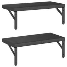 Berkfield Wall Shelves 2 Pcs 50X23.5 Cm Black Stainless Steel - thumbnail 7