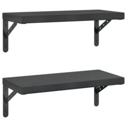 Berkfield Wall Shelves 2 Pcs 50X23.5 Cm Black Stainless Steel - thumbnail 2