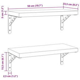 Berkfield Wall Shelves 2 Pcs 50X23.5 Cm Black Stainless Steel - thumbnail 9