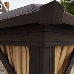 Outsunny 3.6 X 3(M) Metal Garden Hardtop Gazebo With Screened Curtain Brown - thumbnail 9