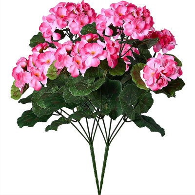 2 Pack Artificial Geranium Flowers For Outdoor Use - Red - Artificial The Home And Kitchen - image 1