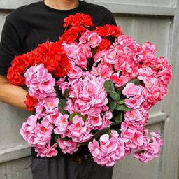 2 Pack Artificial Geranium Flowers For Outdoor Use - Red - Artificial The Home And Kitchen - thumbnail 4