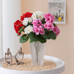 2 Pack Artificial Geranium Flowers For Outdoor Use - Red - Artificial The Home And Kitchen - thumbnail 5