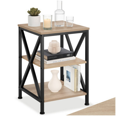 Tectake Bedside Table Nottingham - Industrial Style, With 3 Shelves, 40.5 X 40.5 X 60.5 Cm - Industrial Wood Light, Oak Sonoma - image 1