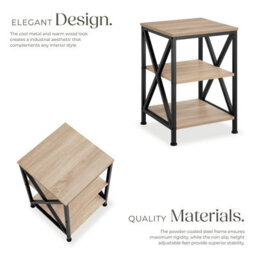 Tectake Bedside Table Nottingham - Industrial Style, With 3 Shelves, 40.5 X 40.5 X 60.5 Cm - Industrial Wood Light, Oak Sonoma - thumbnail 3
