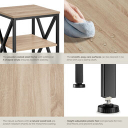 Tectake Bedside Table Nottingham - Industrial Style, With 3 Shelves, 40.5 X 40.5 X 60.5 Cm - Industrial Wood Light, Oak Sonoma - thumbnail 4