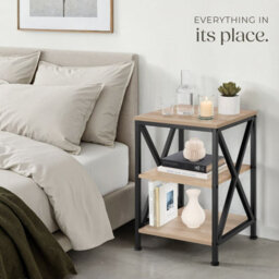 Tectake Bedside Table Nottingham - Industrial Style, With 3 Shelves, 40.5 X 40.5 X 60.5 Cm - Industrial Wood Light, Oak Sonoma - thumbnail 8