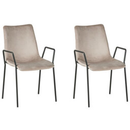 Beliani Set Of 2 Dining Chairs Jefferson Velvet Taupe - thumbnail 1