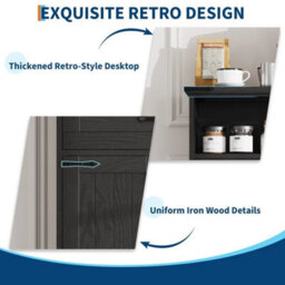 Black Bathroom Cabinet Floorstanding Storage Cupboard Furniture With 2 Door - thumbnail 3