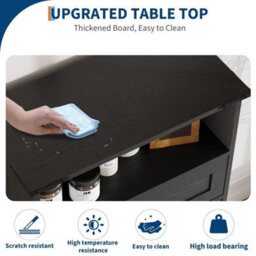 Black Bathroom Cabinet Floorstanding Storage Cupboard Furniture With 2 Door - thumbnail 6