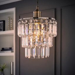 Valuelights Kelsks Clear Jewel Droplet Ceiling Lamp Shade And Bulb - thumbnail 1