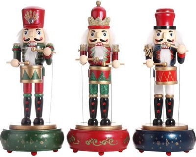 Shatchi 30Cm Musical Animated Wooden Nutcrackers Soldiers Christmas Ornament Any One - image 1