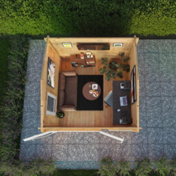 Waltons 3M X 3M Home Office Wooden Log Cabin 44mm Upvc Windows And Doors - White - thumbnail 3