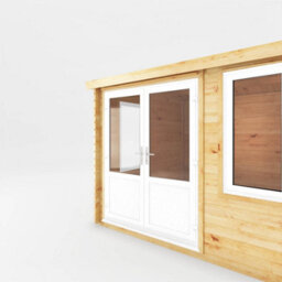 Waltons 3M X 3M Home Office Wooden Log Cabin 44mm Upvc Windows And Doors - White - thumbnail 8