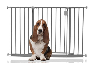 Bettacare Extra Wide Hallway Dog Gate, 109Cm - 115Cm, Grey, Pressure Fit Pet Gate, Puppy Safety Barrier - image 1