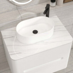 Royal Bathrooms Venice 700mm Gloss White Wall Mounted Bathroom Countertop Vanity Unit 2 Drawer With Peak Basin - thumbnail 6