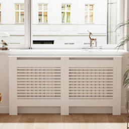 Fativo Horizontal Radiator Cover Grill Shelf Cabinet Mdf Wood Modern Traditional Furniture (19D X 152W X 92.2H Cm) - thumbnail 6