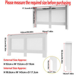 Fativo Horizontal Radiator Cover Grill Shelf Cabinet Mdf Wood Modern Traditional Furniture (19D X 152W X 92.2H Cm) - thumbnail 2