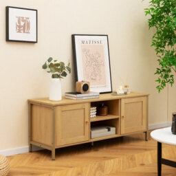 Gainoom Natural Boho Tv Stand For Tvs Up To 55Inch Pe Rattan Media Console Table - thumbnail 4