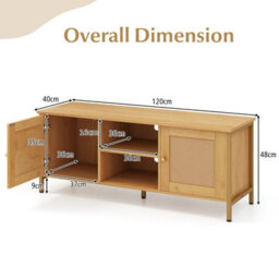 Gainoom Natural Boho Tv Stand For Tvs Up To 55Inch Pe Rattan Media Console Table - thumbnail 2