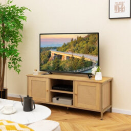 Gainoom Natural Boho Tv Stand For Tvs Up To 55Inch Pe Rattan Media Console Table - thumbnail 3