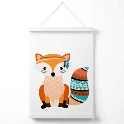 Artze Wall Art Orange Fox Tribal Animal Art Print With White Frame Size: A4 - image 1