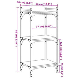 Vidaxl Bookcase 3-Tier Black 40X30X86 Cm Engineered Wood - thumbnail 3