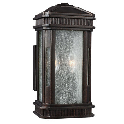 Stylish Outdoor Ip44 Twin Wall Light In Gilded Bronze Finish With Led E14 Bulb