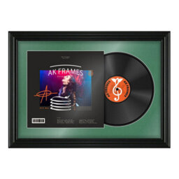 "AK Frames 25X17"" Black Swept Vinyl Record Frame With Emerald Mount For 12 Inch Lp Cover & Disc - Overlapped Design" - thumbnail 1