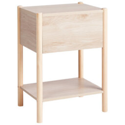 Beliani Bedside Table Light Brown Mdf Top Pine Wood Legs 1 Drawer 1 Shelf - thumbnail 5