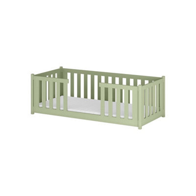 Arte Wooden Single Bed Ferro In Olive 90X190Cm - Practical Low Bed With Secure Guardrails - image 1