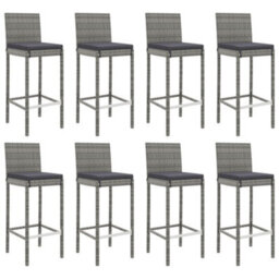 Berkfield 9 Piece Garden Bar Set With Cushions Grey Poly Rattan - thumbnail 4