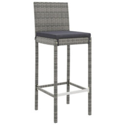 Berkfield 9 Piece Garden Bar Set With Cushions Grey Poly Rattan - thumbnail 5