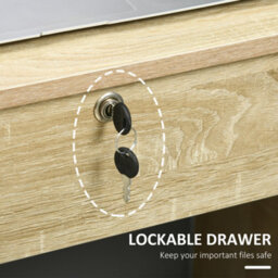 Homcom Computer Desk Writing Desk With Five Drawers For Home Office Oak - thumbnail 4