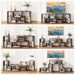 Gainoom Home 3 Pieces Adjustable Tv Console Stand Modern Entertainment Center For 50 55 60 65 Inch Flat Screen Tvs - thumbnail 7