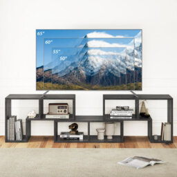 Gainoom Home 3 Pieces Adjustable Tv Console Stand Modern Entertainment Center For 50 55 60 65 Inch Flat Screen Tvs - thumbnail 5