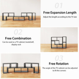 Gainoom Home 3 Pieces Adjustable Tv Console Stand Modern Entertainment Center For 50 55 60 65 Inch Flat Screen Tvs - thumbnail 6