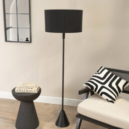 Valuelights Mitch Black Drum Lamp Shade Black Stem Triangle Floor Lamp With Led Bulb - thumbnail 3