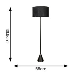 Valuelights Mitch Black Drum Lamp Shade Black Stem Triangle Floor Lamp With Led Bulb - thumbnail 4
