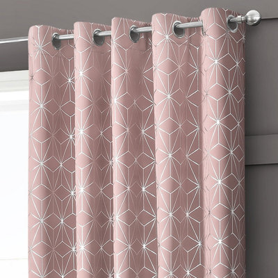 Velosso Moreno Thermal Blackout Ready Made Eyelet Curtains - Pink