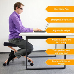 Costway Kneeling Chair Adjustable Height & Angle Ergonomic Stool W/ Padded Seat Black - thumbnail 4