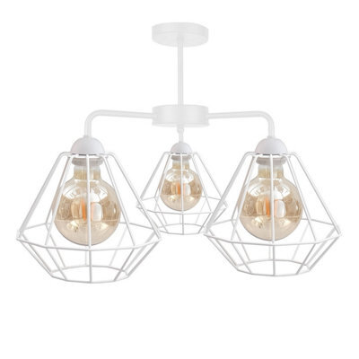 Luminosa Lighting Luminosa Foskal Semi Flush Light White, 44Cm, 3X E27