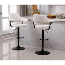 1001 2 X Plush White Bar Stools, Gas Lift, Breakfast Kitchen Bar - thumbnail 6