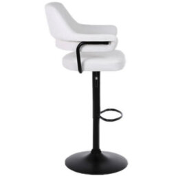 1001 2 X Plush White Bar Stools, Gas Lift, Breakfast Kitchen Bar - thumbnail 4