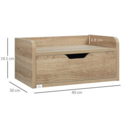 Homcom Floating Nightstands Set Of 2, Nightstand With Drawer, Natural - thumbnail 3