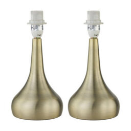 First Choice Lighting Set Of 2 Romana - Antique Brass 23Cm Touch Operated Table Lamp Bases - thumbnail 1